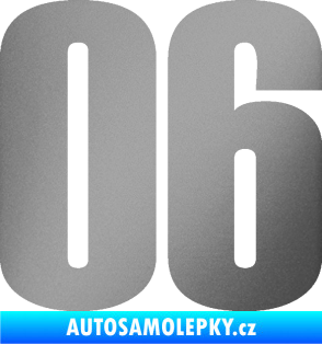 Samolepka Startovní číslo 06 typ 2   stříbrná metalíza