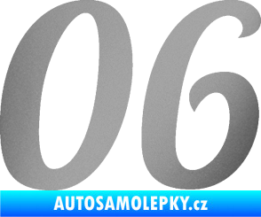 Samolepka Startovní číslo 06 typ 3 stříbrná metalíza