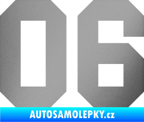 Samolepka Startovní číslo 06 stříbrná metalíza