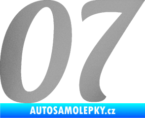 Samolepka Startovní číslo 07 typ 3 stříbrná metalíza