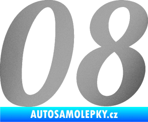 Samolepka Startovní číslo 08 typ 3 stříbrná metalíza