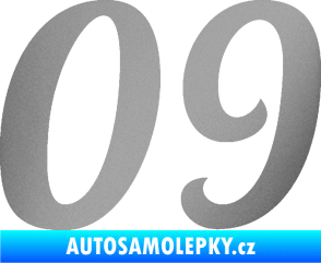 Samolepka Startovní číslo 09 typ 3  stříbrná metalíza