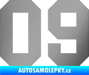 Samolepka Startovní číslo 09 stříbrná metalíza
