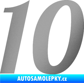 Samolepka Startovní číslo 10 typ 3 stříbrná metalíza