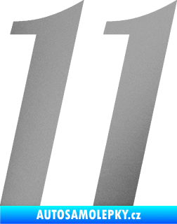 Samolepka Startovní číslo 11 typ 3   stříbrná metalíza