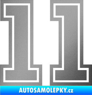 Samolepka Startovní číslo 11 typ 5 stříbrná metalíza