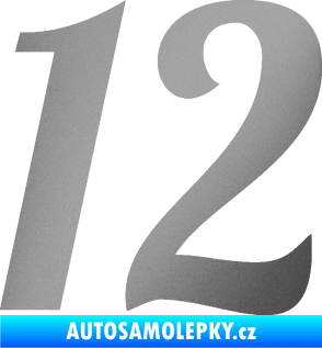 Samolepka Startovní číslo 12 typ 3    stříbrná metalíza