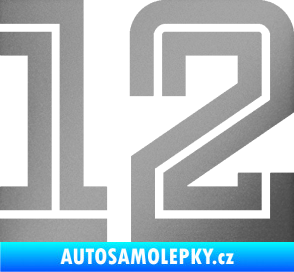 Samolepka Startovní číslo 12 typ 7 stříbrná metalíza