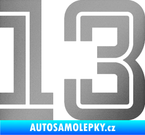 Samolepka Startovní číslo 13 typ 7 stříbrná metalíza
