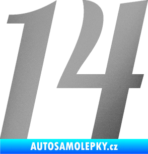 Samolepka Startovní číslo 14 typ 3      stříbrná metalíza