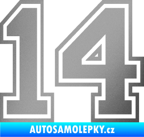 Samolepka Startovní číslo 14 typ 4 stříbrná metalíza