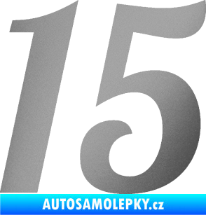 Samolepka Startovní číslo 15 typ 3      stříbrná metalíza