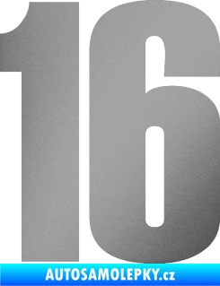 Samolepka Startovní číslo 16 typ 2   stříbrná metalíza