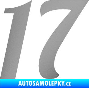 Samolepka Startovní číslo 17 typ 3        stříbrná metalíza