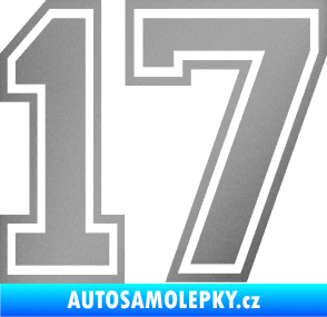 Samolepka Startovní číslo 17 typ 4 stříbrná metalíza