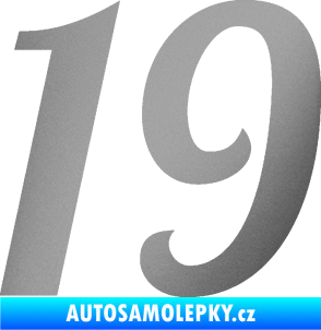 Samolepka Startovní číslo 19 typ 3          stříbrná metalíza