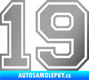 Samolepka Startovní číslo 19 typ 4 stříbrná metalíza