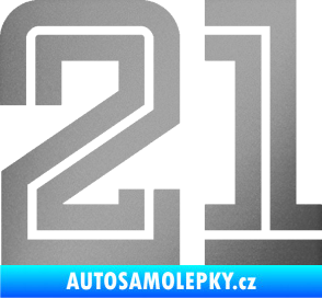 Samolepka Startovní číslo 21 typ 7 stříbrná metalíza