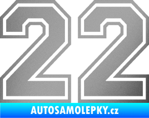 Samolepka Startovní číslo 22 typ 4 stříbrná metalíza