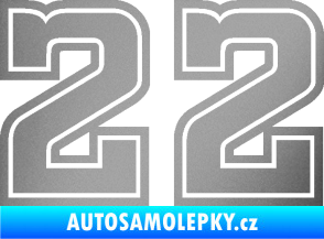 Samolepka Startovní číslo 22 typ 5 stříbrná metalíza