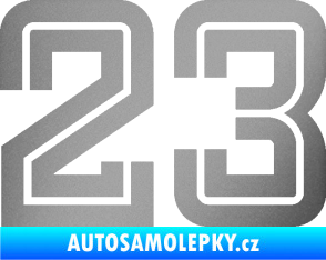 Samolepka Startovní číslo 23 typ 7 stříbrná metalíza