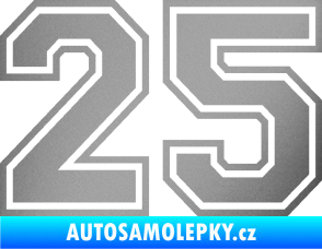 Samolepka Startovní číslo 25 typ 4 stříbrná metalíza