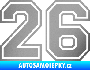 Samolepka Startovní číslo 26 typ 4 stříbrná metalíza