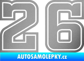 Samolepka Startovní číslo 26 typ 5 stříbrná metalíza