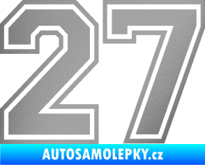 Samolepka Startovní číslo 27 typ 4 stříbrná metalíza