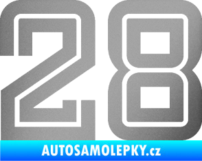 Samolepka Startovní číslo 28 typ 7 stříbrná metalíza