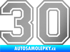 Samolepka Startovní číslo 30 typ 4 stříbrná metalíza