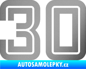 Samolepka Startovní číslo 30 typ 7 stříbrná metalíza