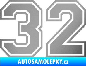 Samolepka Startovní číslo 32 typ 4 stříbrná metalíza