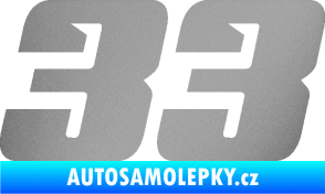 Samolepka Startovní číslo 33 typ 6 stříbrná metalíza