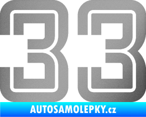 Samolepka Startovní číslo 33 typ 7 stříbrná metalíza
