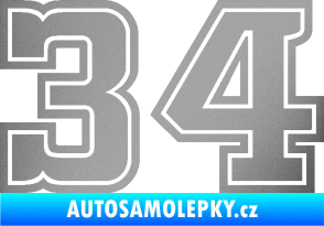 Samolepka Startovní číslo 34 typ 5 stříbrná metalíza