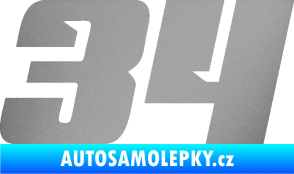 Samolepka Startovní číslo 34 typ 6 stříbrná metalíza