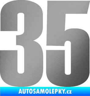 Samolepka Startovní číslo 35 typ 2  stříbrná metalíza