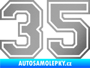 Samolepka Startovní číslo 35 typ 4 stříbrná metalíza
