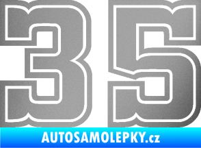 Samolepka Startovní číslo 35 typ 5 stříbrná metalíza