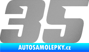 Samolepka Startovní číslo 35 typ 6 stříbrná metalíza