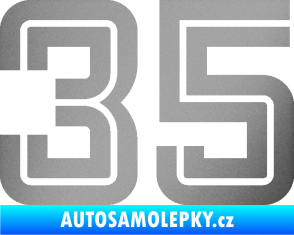 Samolepka Startovní číslo 35 typ 7 stříbrná metalíza