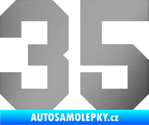 Samolepka Startovní číslo 35 stříbrná metalíza
