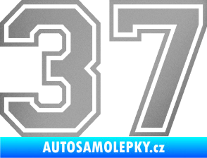 Samolepka Startovní číslo 37 typ 4  stříbrná metalíza