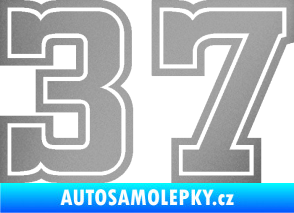Samolepka Startovní číslo 37 typ 5 stříbrná metalíza