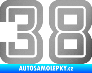 Samolepka Startovní číslo 38 typ 7 stříbrná metalíza