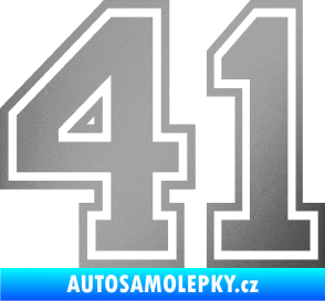Samolepka Startovní číslo 41 typ 4 stříbrná metalíza