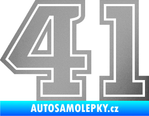 Samolepka Startovní číslo 41 typ 5 stříbrná metalíza