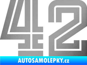 Samolepka Startovní číslo 42 typ 7 stříbrná metalíza