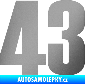 Samolepka Startovní číslo 43 typ 2    stříbrná metalíza
